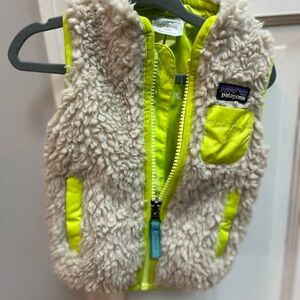Patagonia Kids' Cream and Neon Yellow Fleece Vest